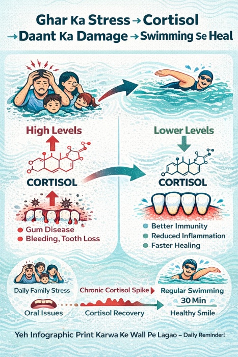 “Ghar ka stress cortisol badhakar daanton ko nuksaan pahunchata hua dikhaya gaya hai”