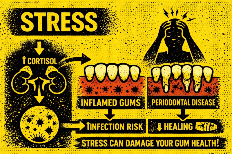 “Visual representation of stress and elevated cortisol levels affecting overall health”