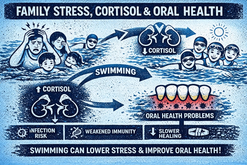**Alt Text:**
**“Family stress linked to elevated cortisol levels affecting oral health and dental well-being”**
